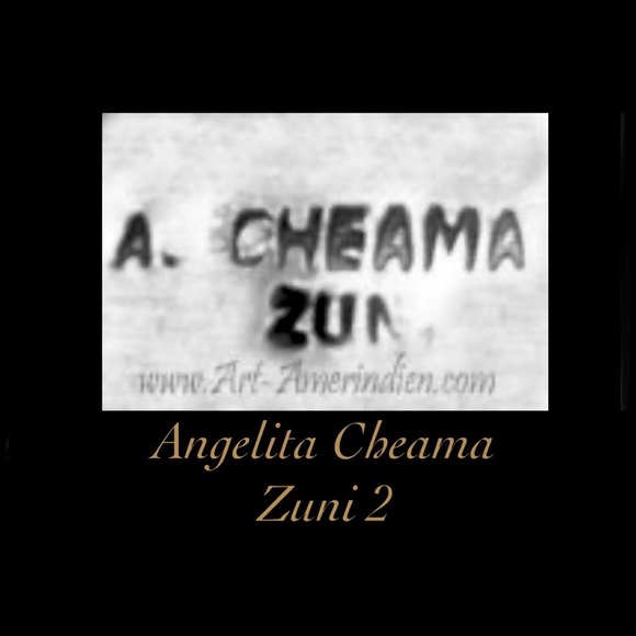 Signed - Angelita Cheama Zuni Vintage Turquoise Coral Sterling Belt Buckle - Picture 6 of 8